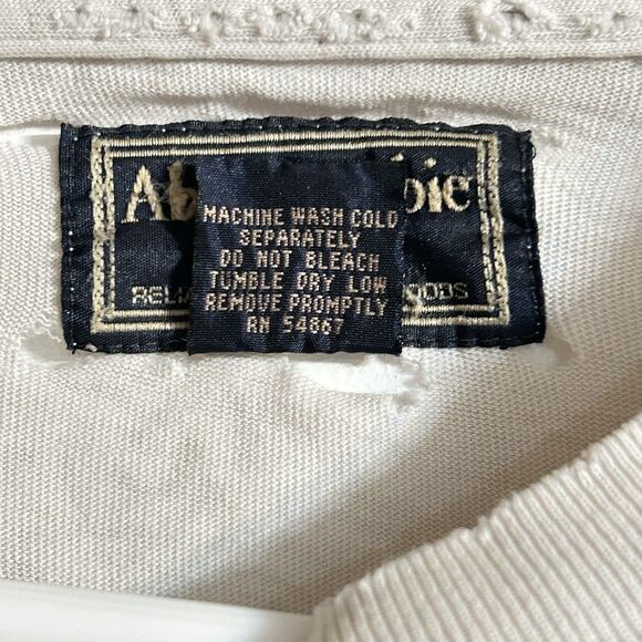 Abercrombie & Fitch Y2K 1990’s Off White Long Sleeve Tee THRASHED Vintage L - Picture 9 of 13